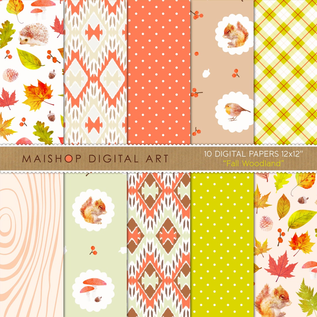 Autumn Digital Paper I Fall Digital Backgrounds I Printable Scrapbook ...
