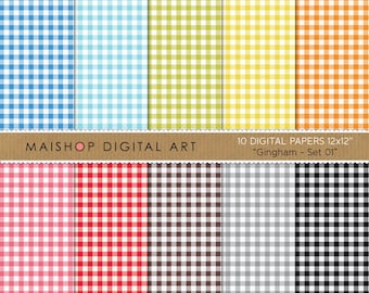 Gingham Digital Paper I Printable Checkered Pattern Scrapbook Papers I Free for Personal & Commercial Use I Gingham Set 01