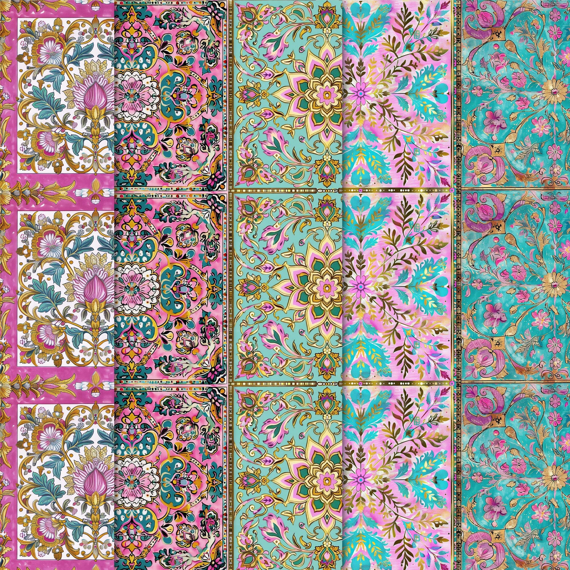 Block Print Seamless Digital Papers • Colorful Scrapbook Papers ...