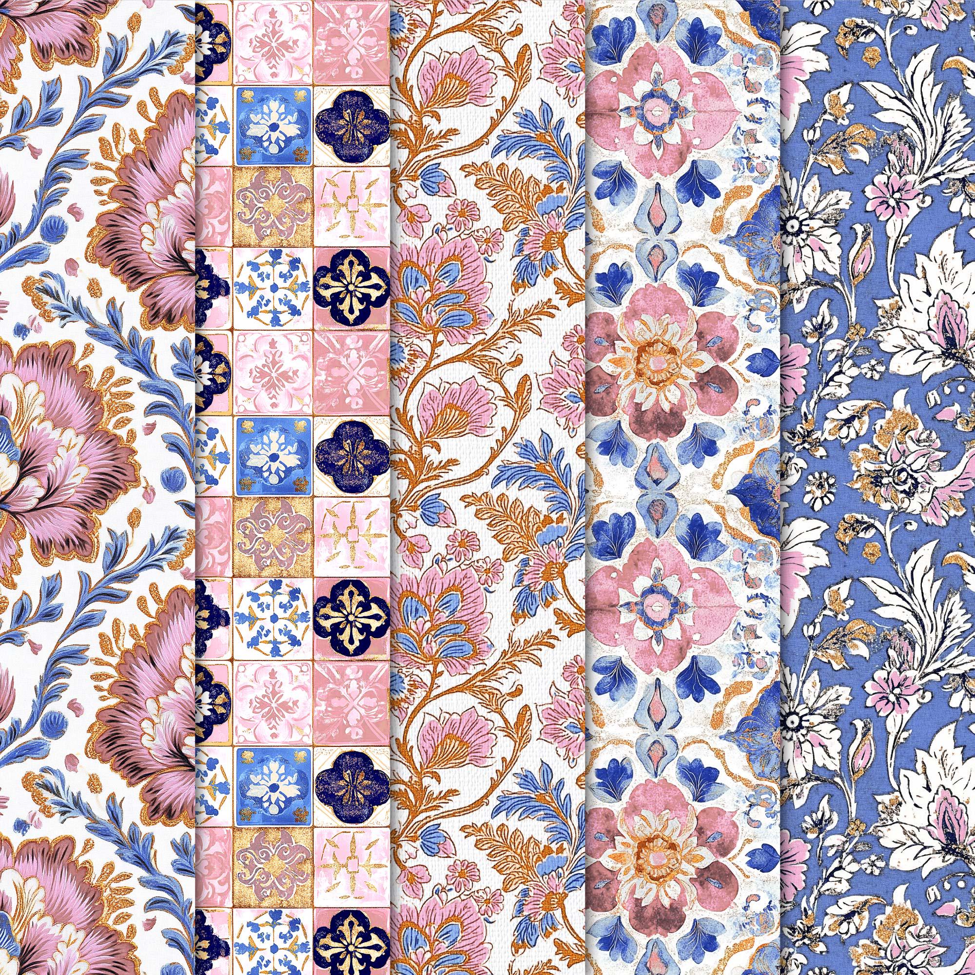 Seamless Floral Digital Paper Pack • Elegant Boho Background Patterns ...