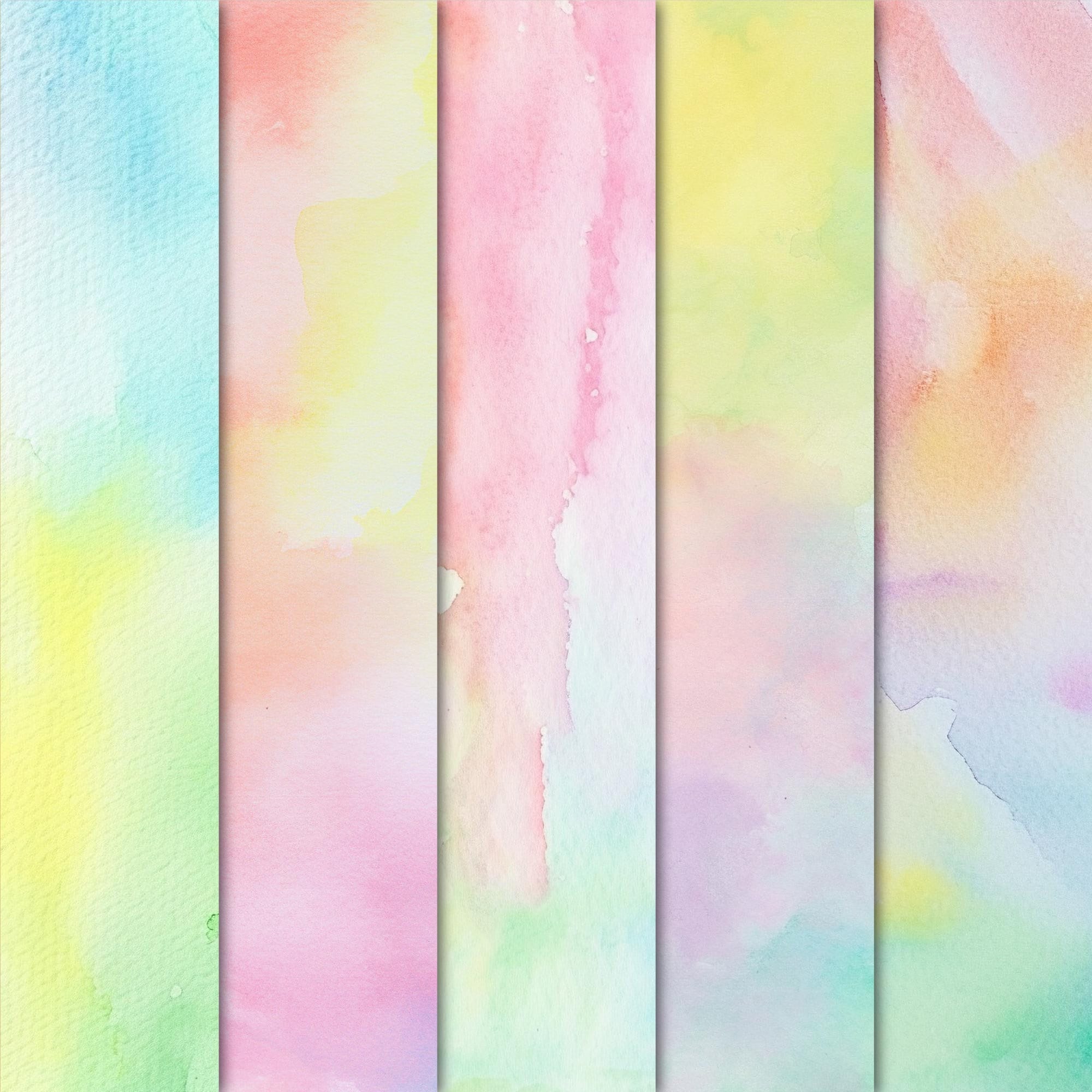 Pastel Rainbow Watercolor Digital Paper - Printable Scrapbook Paper ...