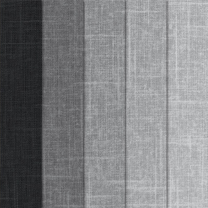 May include: A close-up of a textured fabric with vertical stripes in shades of gray. The fabric has a subtle woven pattern.