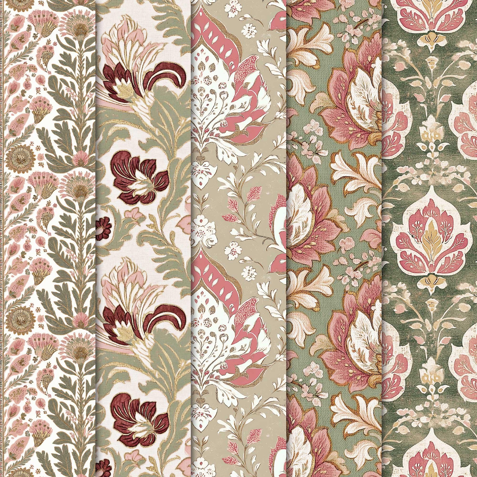 Bohemian Floral Digital Papers • Seamless Boho Chic Patterns • Asian ...