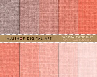 Digitales Papier Leinen Texturen I Druckbare Textur Hintergründe I Sofortiger Download I Persönliche und kommerzielle Nutzung I Lachsfarben