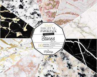 Seamless Marble Digital Paper, Marble Background "Stones" Scrapbook Paper, Marble Textures for Prints, Invitations, Decoupage...