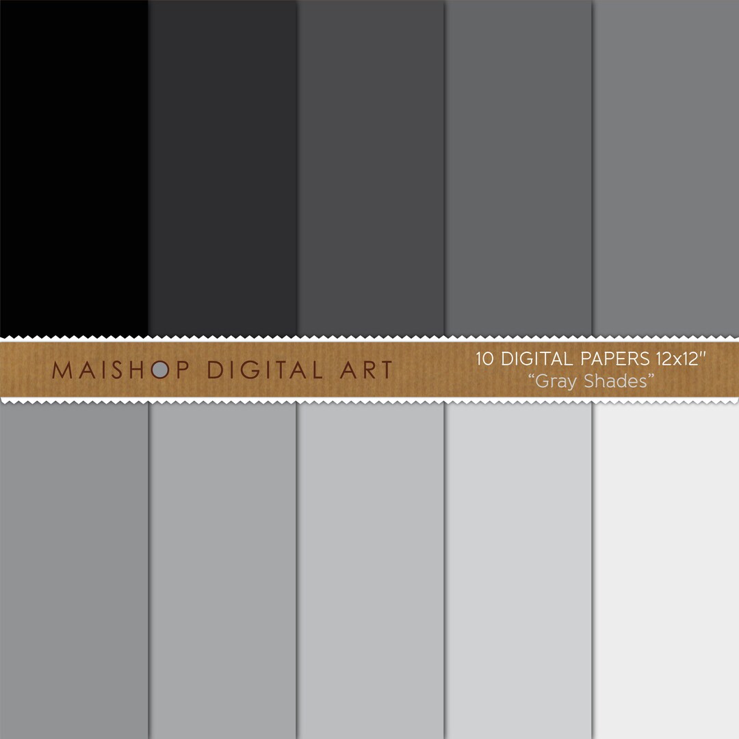 Solid Color Digital Paper 'gray Shades' Printable Plain Backgrounds for