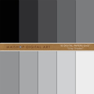 Solid Color Digital Paper 'Gray Shades' Printable Plain Backgrounds for Scrapbooking, Planners, Paper Crafts...