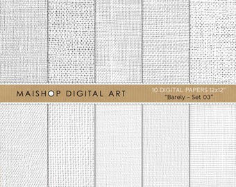 Pacote de papel digital Seamless Canvas • Texturas de tecido branco e cinza neutro • Fundos têxteis • Uso comercial • Quase pronto 03