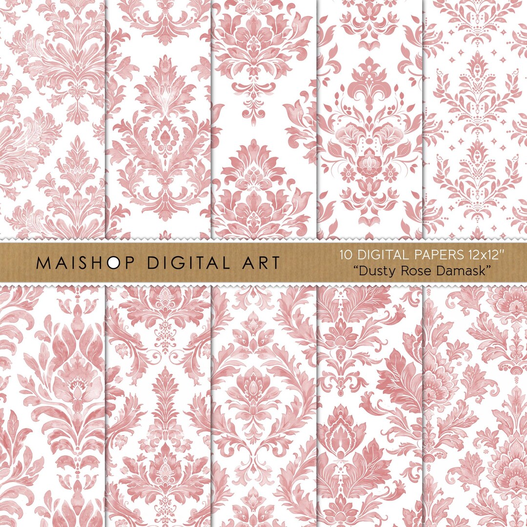 Seamless Pattern Damask Digital Scrapbook Paper, Printable Paper ...