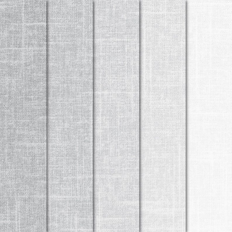 May include: Five vertical strips of white fabric with a subtle woven texture. The fabric is slightly textured and has a subtle sheen.