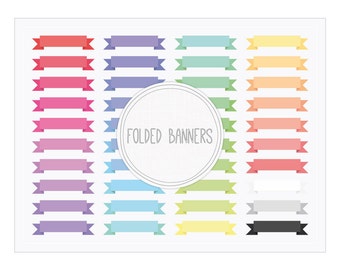 Digital Banners Clip Art - Folded Ribbon Banners Instant download for Invitations, Crafts, Card Making...