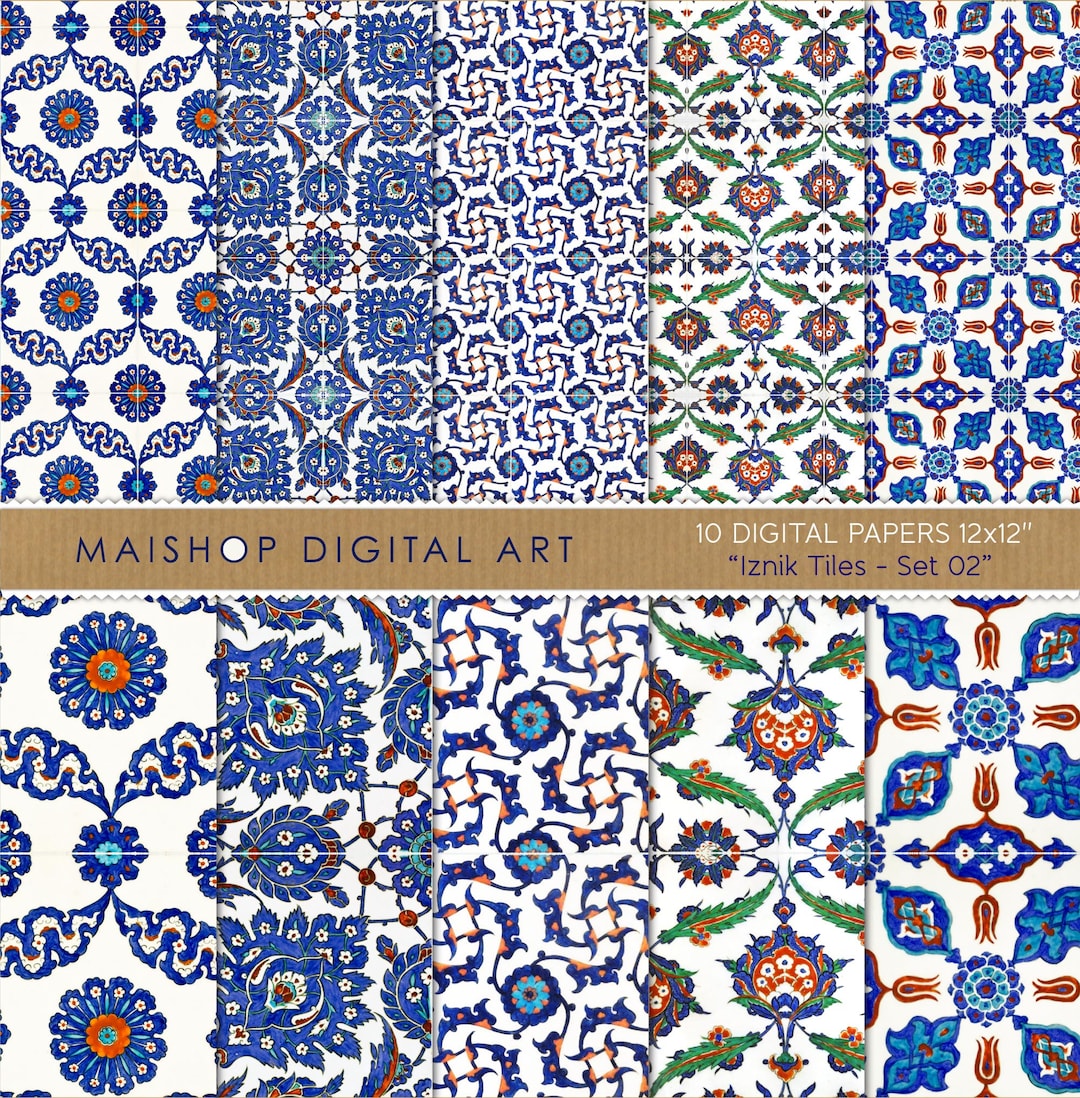 Turkish Digital Paper, Seamless Ethnic Printable Paper Set, Ottoman Scrapbook Papers, Turkish Azulejos Iznik Tiles Set 02 - Etsy Turkish Digital Paper, Seamless Ethnic Printable Paper Set, Ottoman Scrapbook Papers, Turkish Azulejos Iznik Tiles Set 02 - Etsy