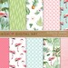 Tropical Digital Paper, Floral Scrapbook Paper 'Pink Flamingo' Backgrounds for Scrapbooking, Invitations, Stickers, Decoupage, Cards...