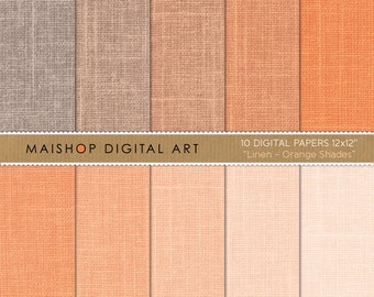 Digital Paper Linen "Orange Shades" Commercial Use Scrapbook Paper, Printable Linen Backgrounds for Scrapbook, Decoupage, Crafts...