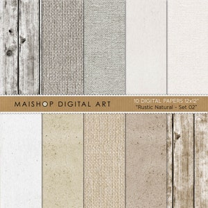 Neutrale texturen digitaal papierpakket, afdrukbaar rustiek plakboekpapier, instant download getextureerde achtergronden, rustiek natuurlijk set 02
