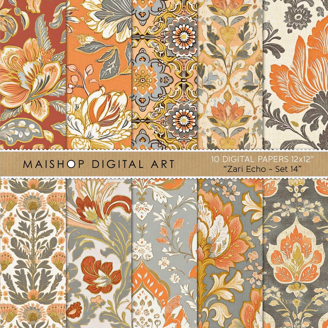 Seamless Floral Boho Digital Papers • Bohemian Chic Tileable Patterns ...