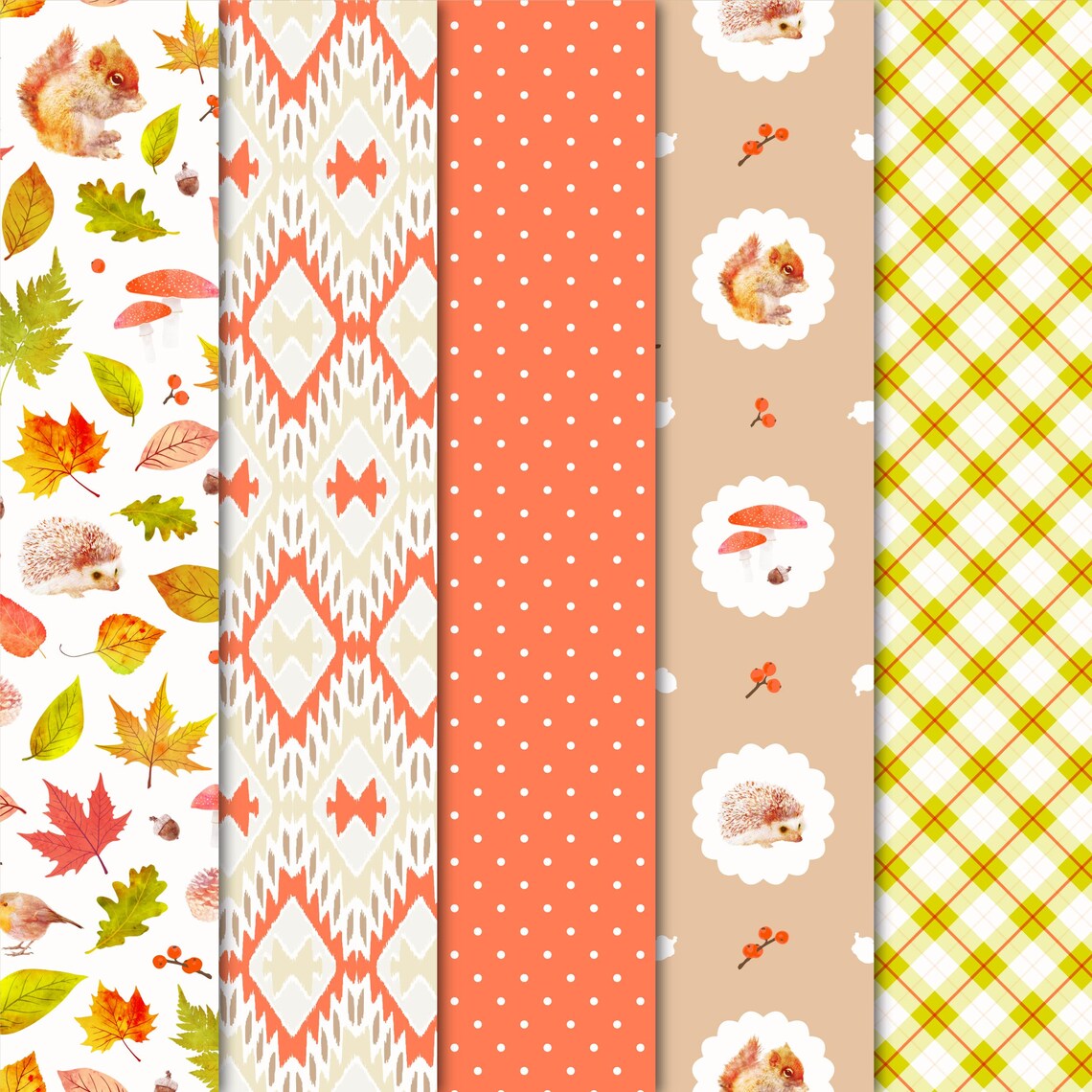 Boho Autumn Digital Paper Pack • 10 JPG Fall Woodland Backgrounds ...