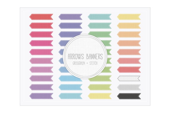 Digital Banner Clip Art Arrows Banners Grosgrain Stitch 40 Etsy
