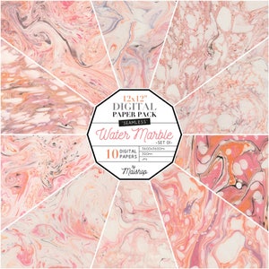 "Nahtlos rosafarbenes digitales Papier, Scrapbook-Papier ""Water Marble - Set 01"" zum ausdrucken und ausdrucken für Planer Sticker, Einladungen, Decoupage."