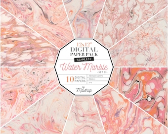 Seamless Pink Digital Paper, Scrapbook Paper "Water Marble - Set 01" Printable Patterns for Planner Stickers, Invitations, Decoupage...
