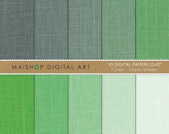 Groen digitaal papier linnen I Instant download afdrukbare achtergronden I getextureerde digitale papieren I Persoonlijk en commercieel gebruik I Groene tinten