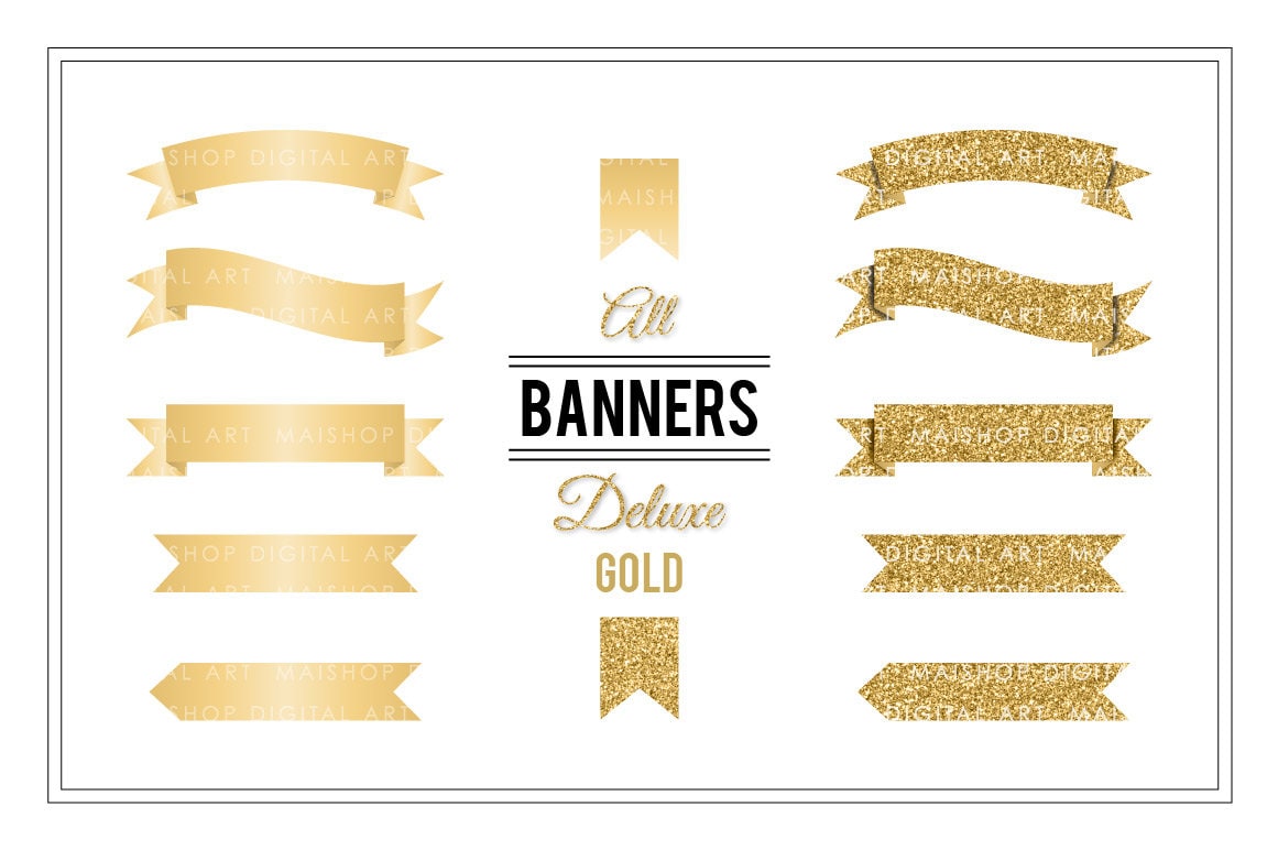 At flise ufuldstændig Banner Clip Art 'deluxe Gold' Golden Glitter Digital - Etsy