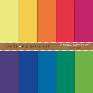 May include: Set of 10 digital papers in a rainbow color scheme. The papers are 12x12 inches and are labeled "Chromatic".
