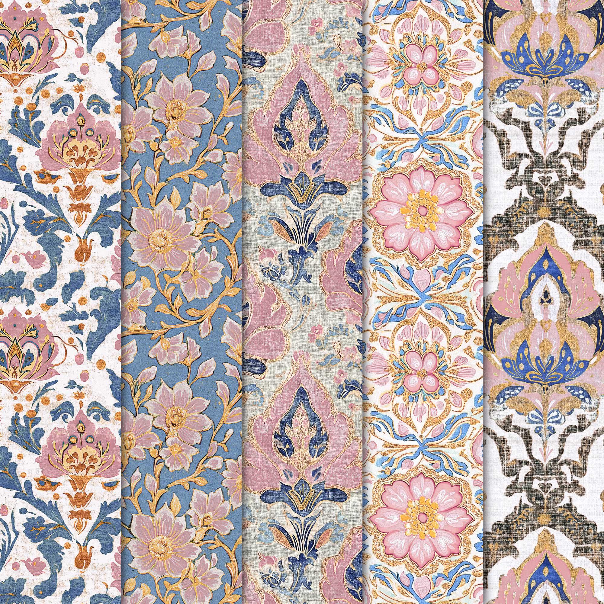 Seamless Floral Designs • Elegant Boho Digital Papers With Delicate ...