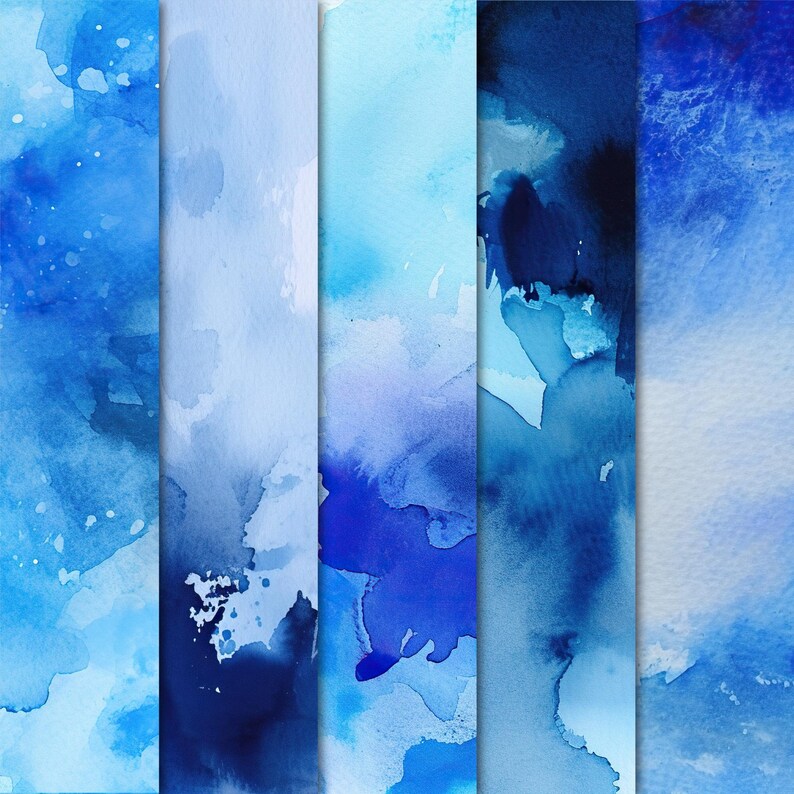 Indigo Blue Watercolor Digital Paper Printable Backgrounds Instant ...