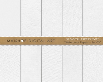Pacote de papel digital para aquarela • Texturas de aquarela off-white para impressão • Imagens de fundo para download instantâneo • Conjunto de papéis para aquarela 03