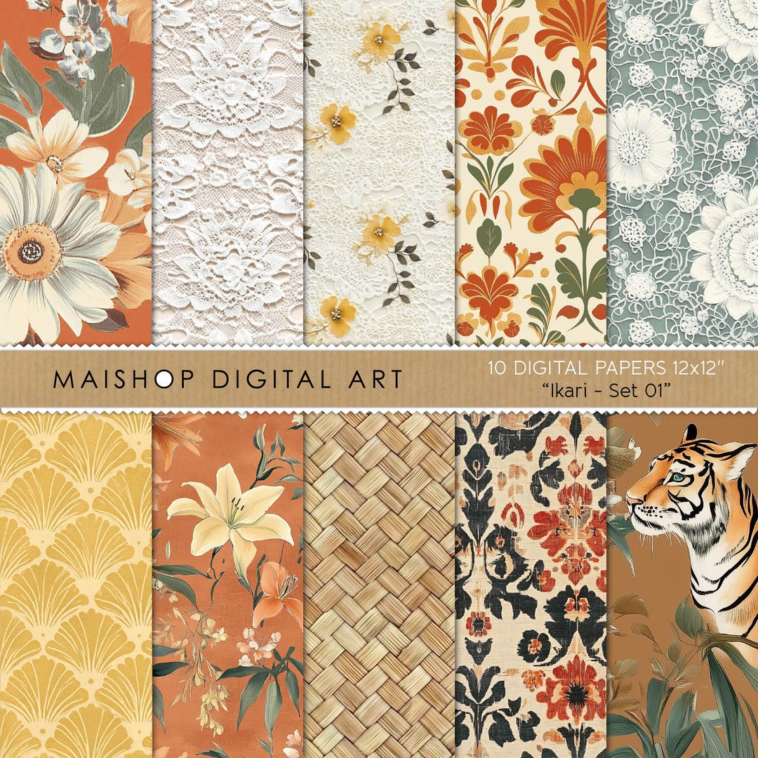 Seamless Digital Papers • Boho Patterns for Canva, Invitations ...