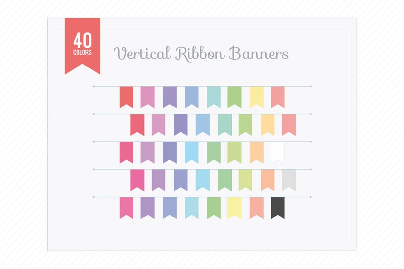 Banner Clip Art PNG Vertical Ribbon Banners for Web or Print image 1