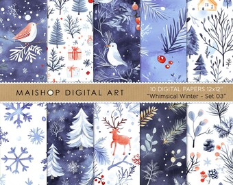 Winter Seamless Digital Paper Pack • Holiday Printable Whimsical Patterns for Scrapbooking • Instant Download Backgrounds for DIY Crafts