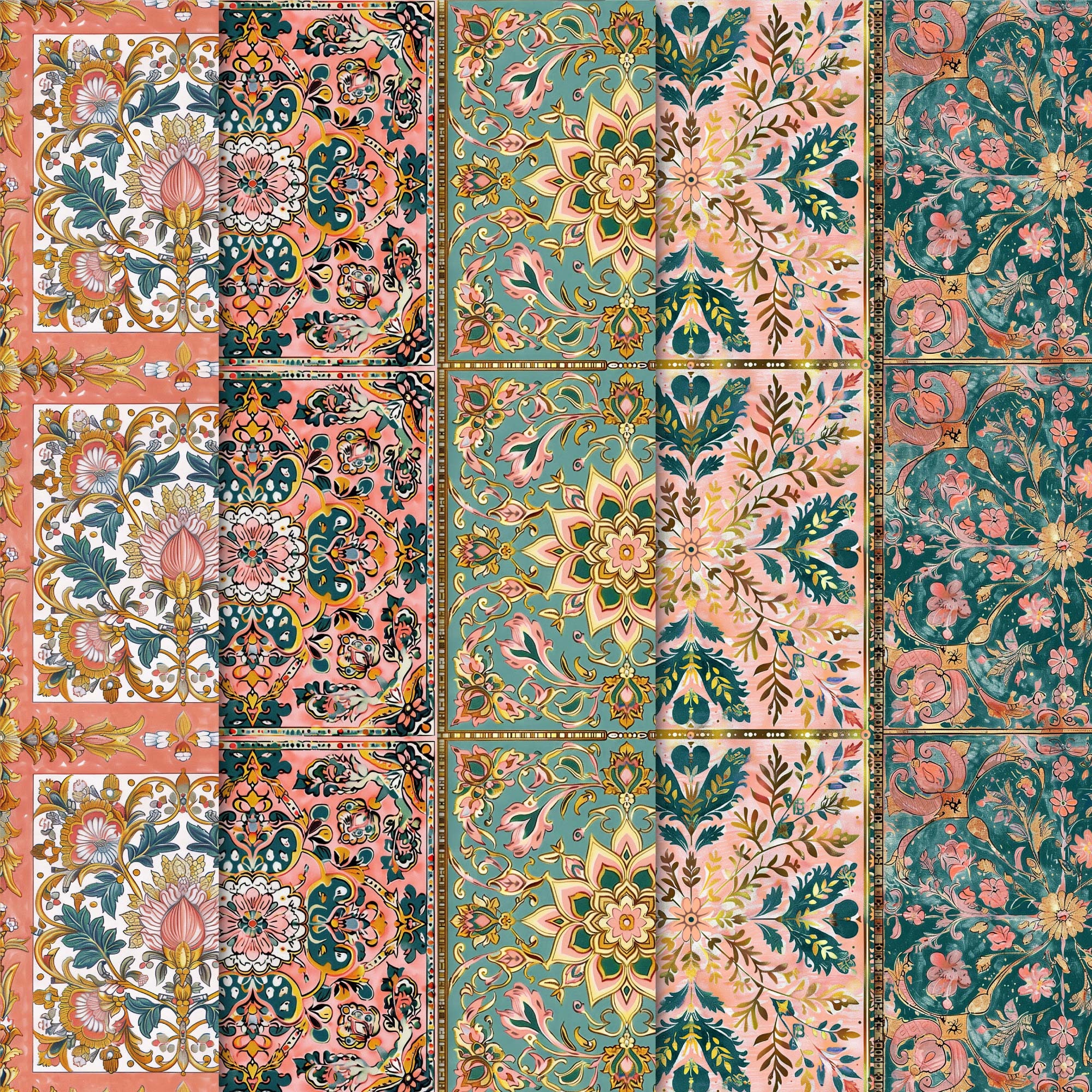 Seamless Floral Digital Papers • Colorful and Intricate Bohemian ...
