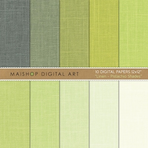 Green Digital Paper Linen I Printable Papers Instant Download I Digital Backgrounds I Pistachio Shades