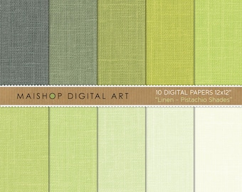 Green Digital Paper Linen I Printable Papers Instant Download I Digital Backgrounds I Pistachio Shades