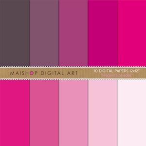 Einfarbig rosa digitales Papier druckbare, sofortige Download rosa Hintergründe für Scrapbooking, Einladungen, Bastelprojekte ⎢ Magenta Shades