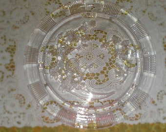 Sharon Cabbage Rose federal glass footed desert plate