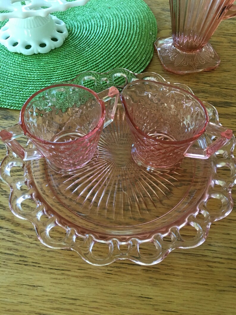 Depression Pink Sugar and Creamer Set Only Etsy
