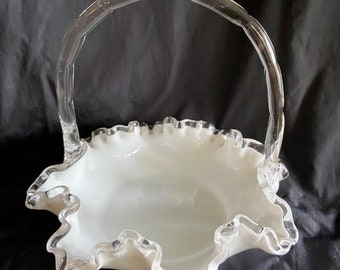 Vintage Fenton silver crested basket