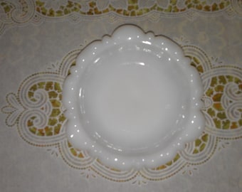 Cute little milk glass candy dish, ashtray, cup saucer with thumb print design