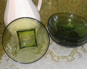 Peridot cereal bowls/hammered glass style (4) piece