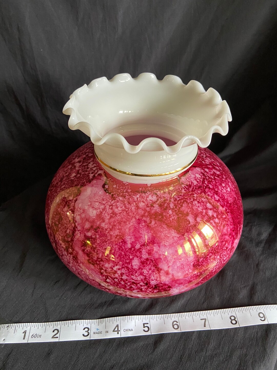 Vintage Milk Glass Lamp Dome With Ruffle Top Etsy