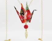 Origami bird necklace * MOYO * Jewelry . Crane . Paperbird . Paper . Washi . Papercrane . Made in France . Animal . Chain . Japan . Fold