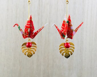 Origami crane earrings HAKU#02