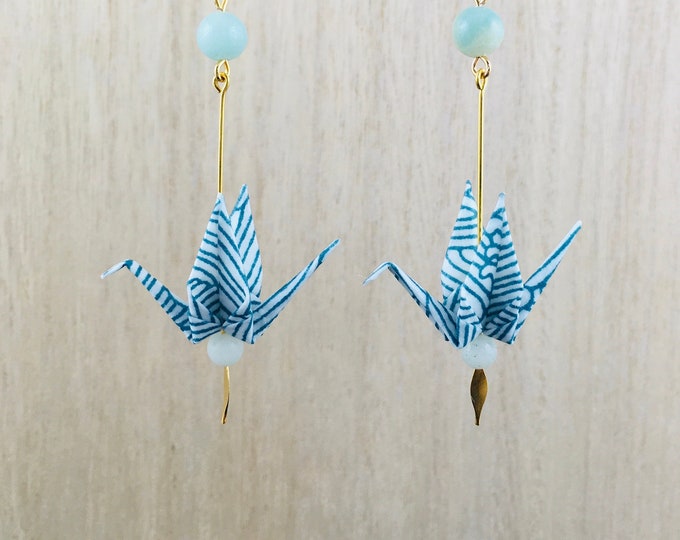 Origami crane earrings KAORI#19