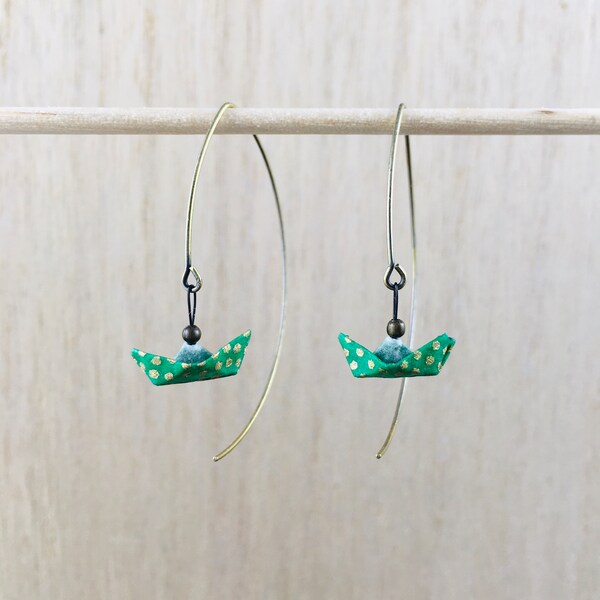 Boucles d'oreilles bateaux origami BOTO#09