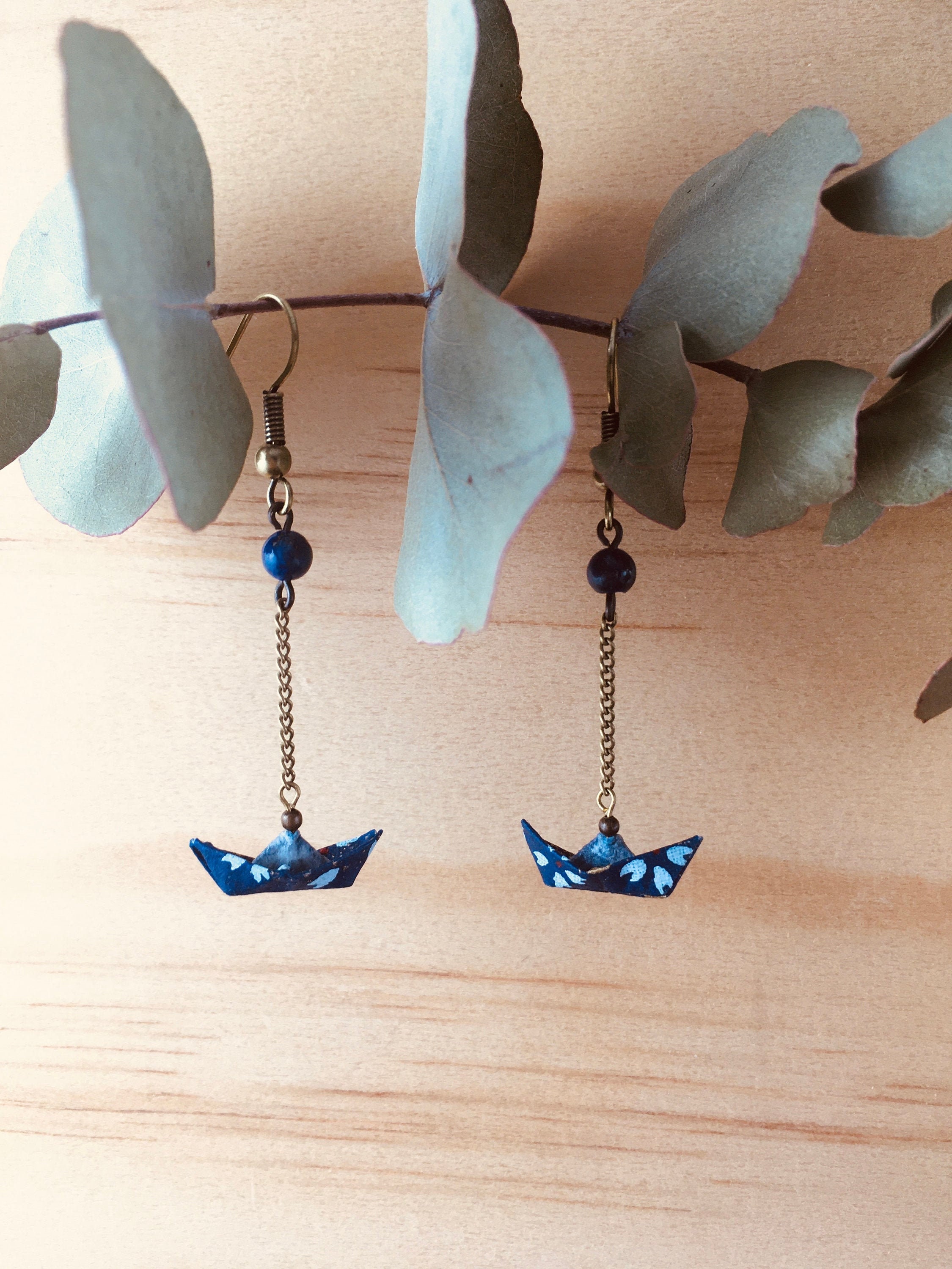Origami boats earrings