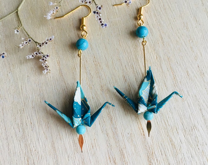 Origami crane earrings KAORI#31
