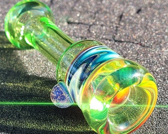 Short One Hitter Chillum Wig Wag Push Bowl 3.1"